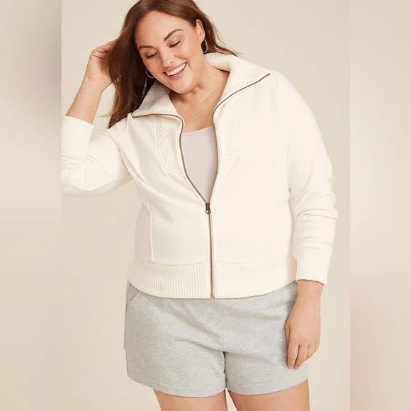 Maurices Zip Up Jacket Size 2x NWT Ivory Cream Athleisure Lounge - Picture 2 of 15